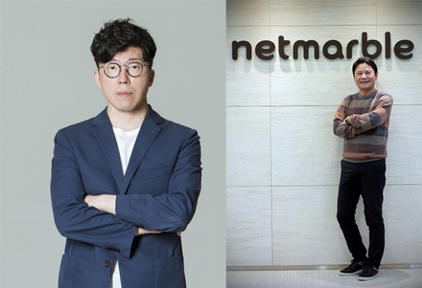▲넷마블게임즈의 박성훈 신임 대표 내정자(왼쪽)와 권영식 현 대표