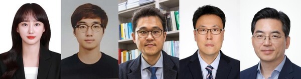 이광렬(오른쪽) 고려대학교 화학과 교수, 박예지 고려대&KIST 박사, 김민수 고려대 석사, 이상욱 성균관대 교수, 유성종 KIST 박사. 사진=고려대